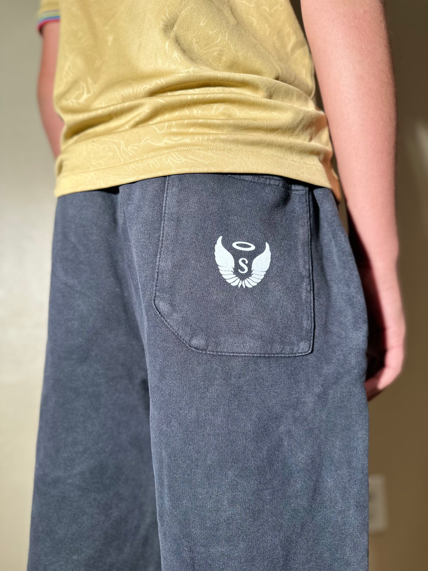 Black Acid Wash Shorts