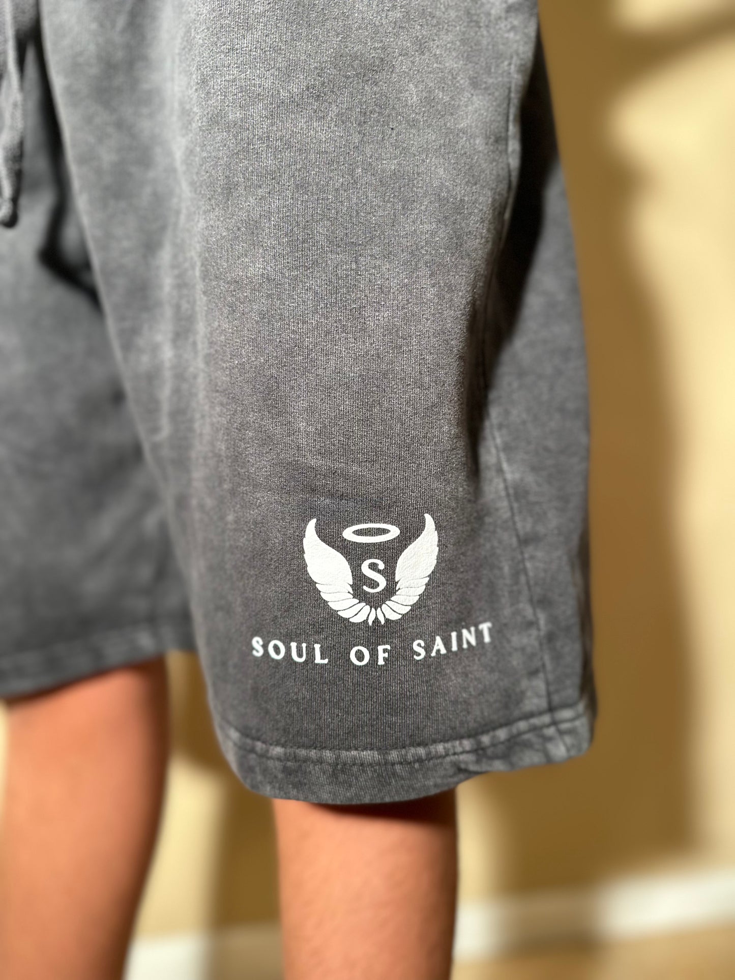 Black Acid Wash Shorts