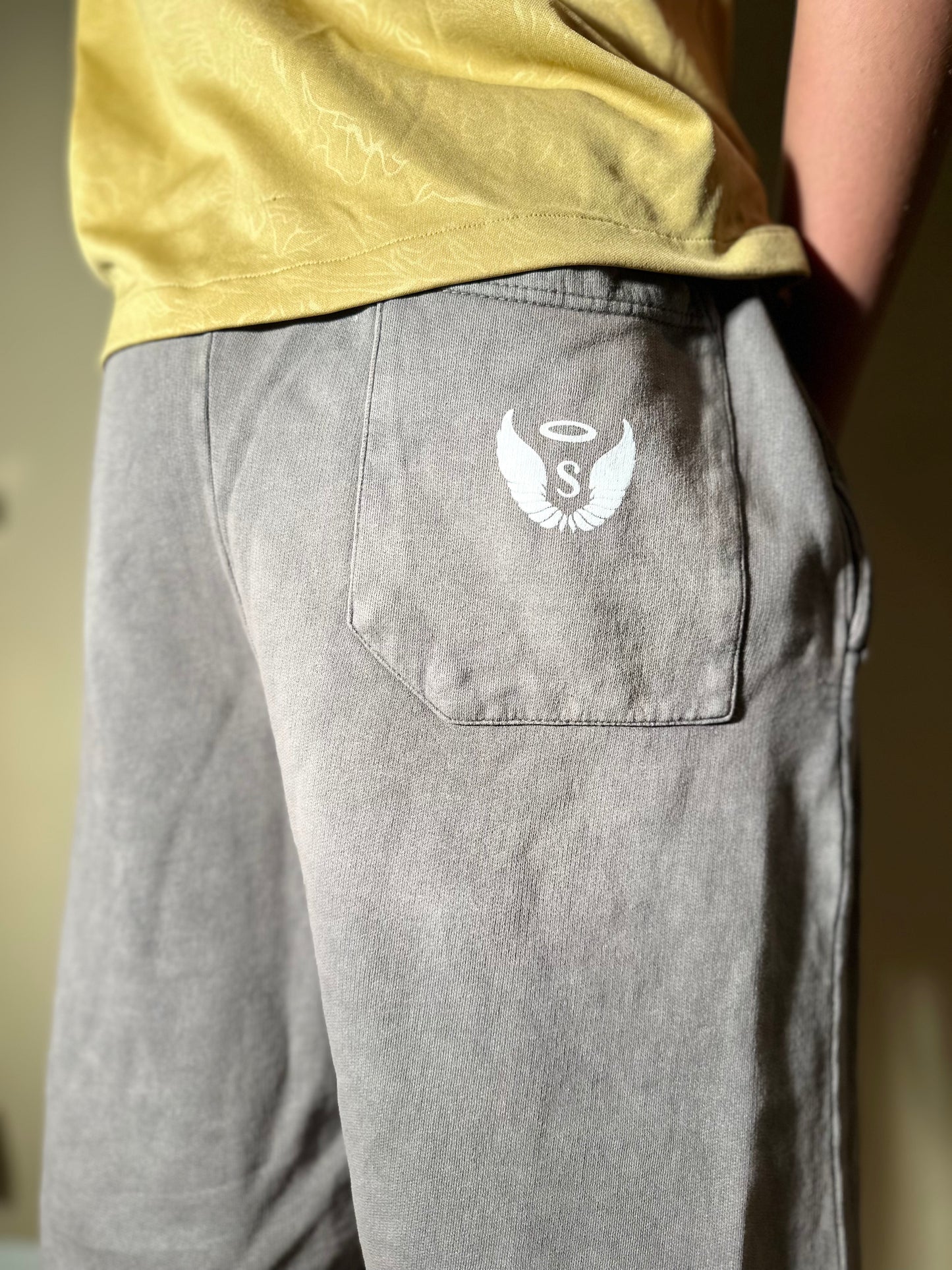 Gray Acid Wash Shorts