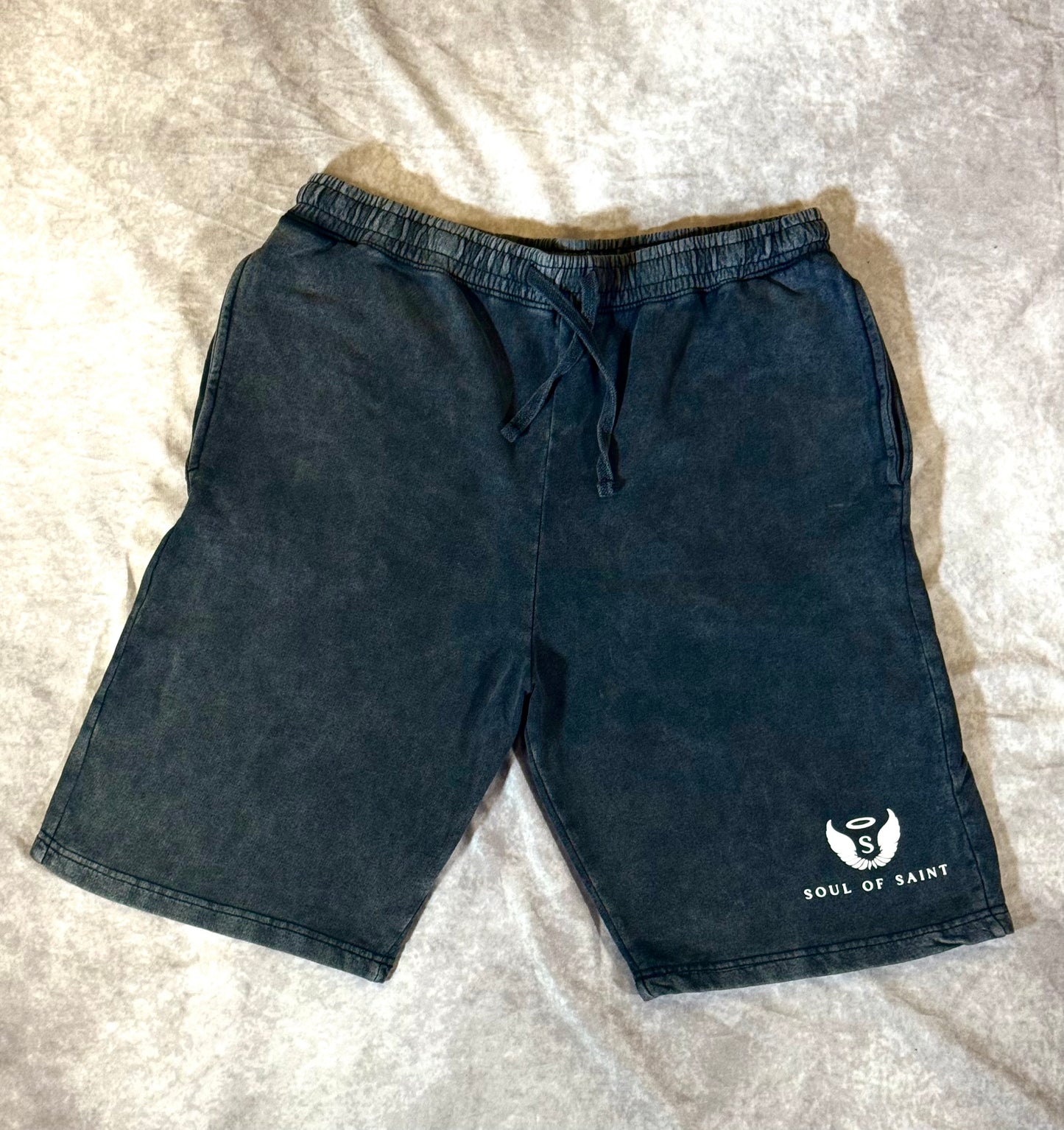 Black Acid Wash Shorts