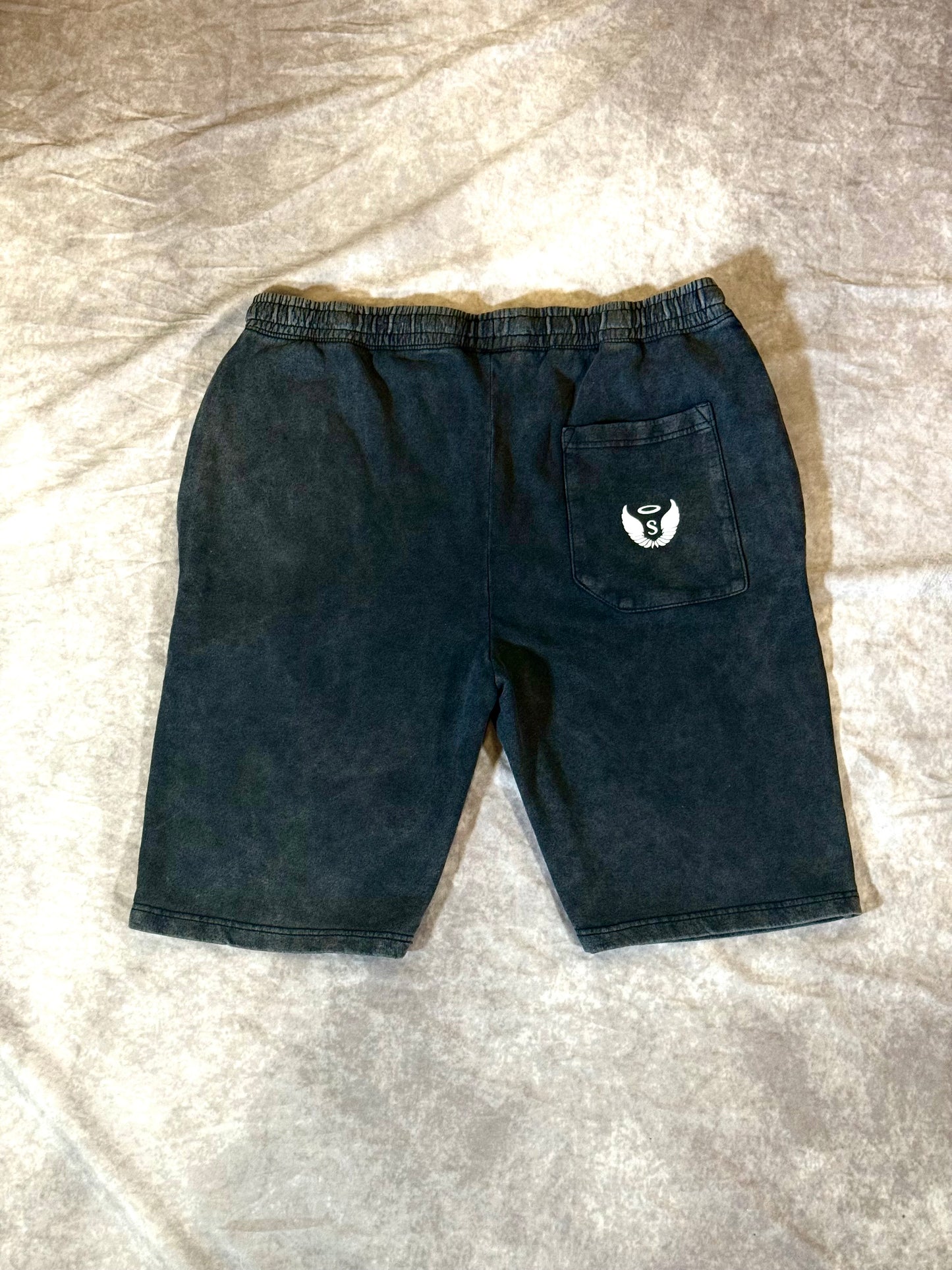Black Acid Wash Shorts